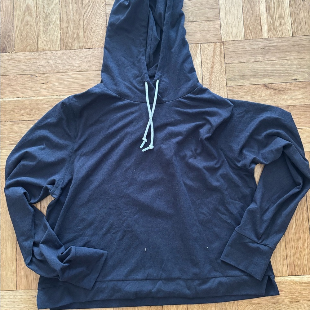 Rhoback Black Hoodie with Blue Drawstrings